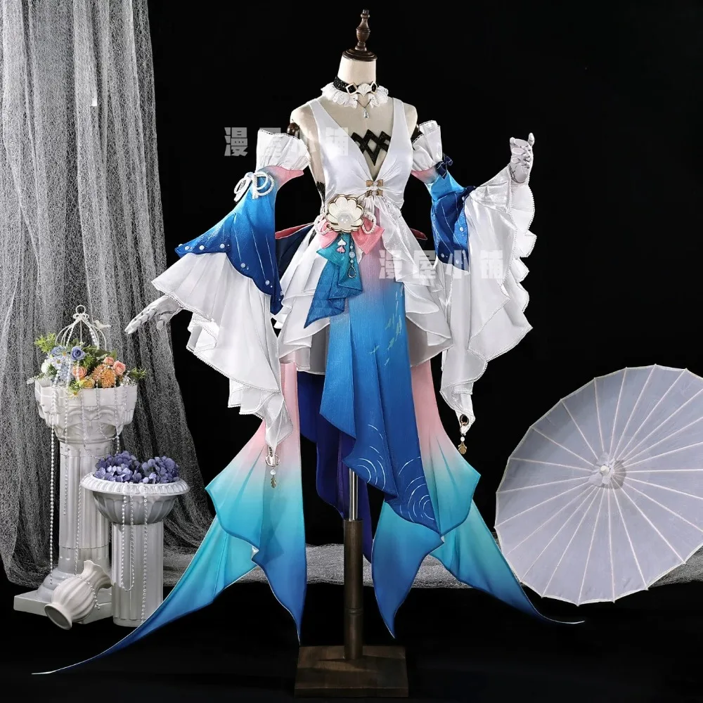 Honkai Star Rail Pearl Cosplay High Quality Elegant Dress with Headwear Wig Women Halloween Comic Con Carnival Stage Outfit