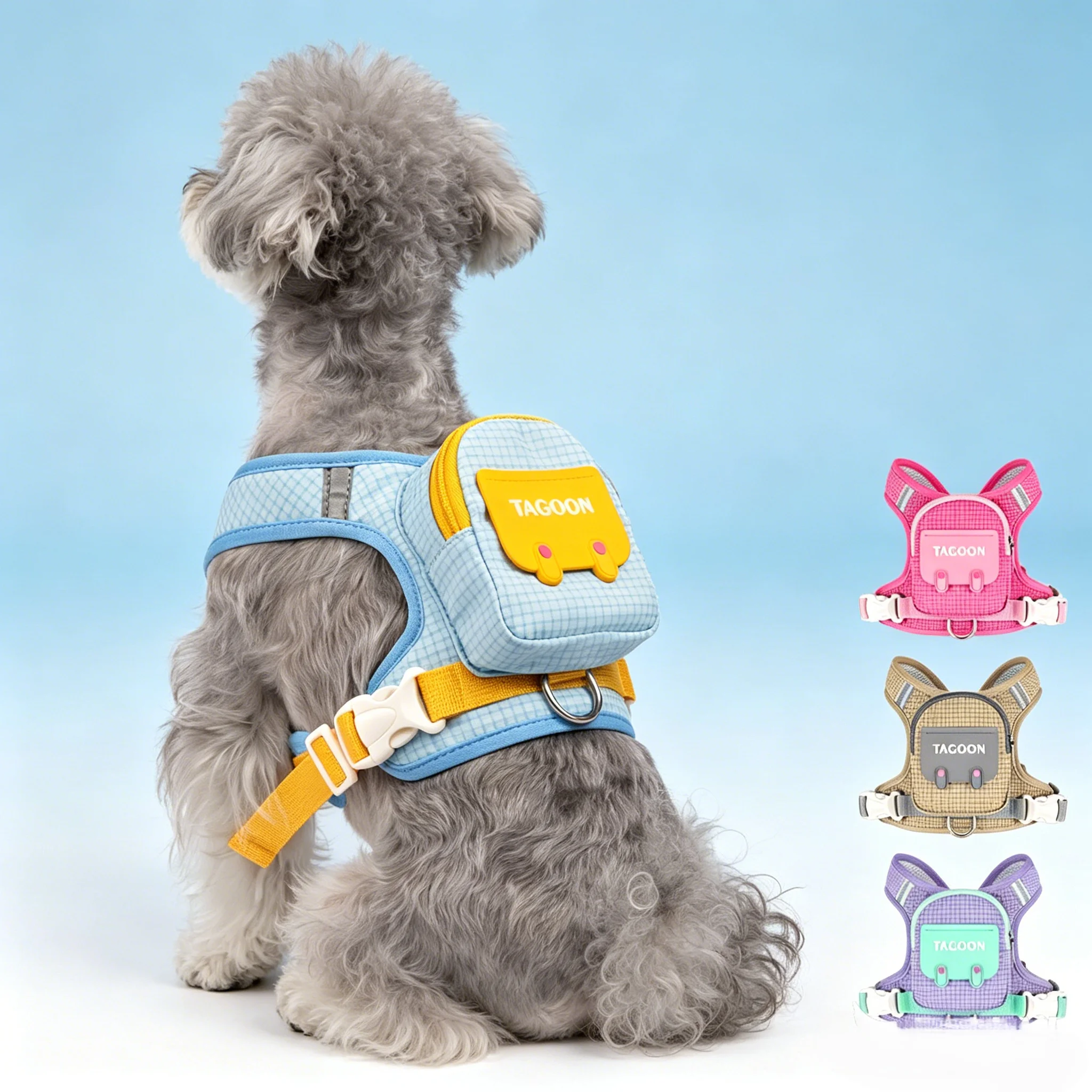 Tactical Dog Harness with Backpack – Reflective Strip Design, Built-in Saddle Bags for Poop Bags & Treats, Fashionable Outdoor