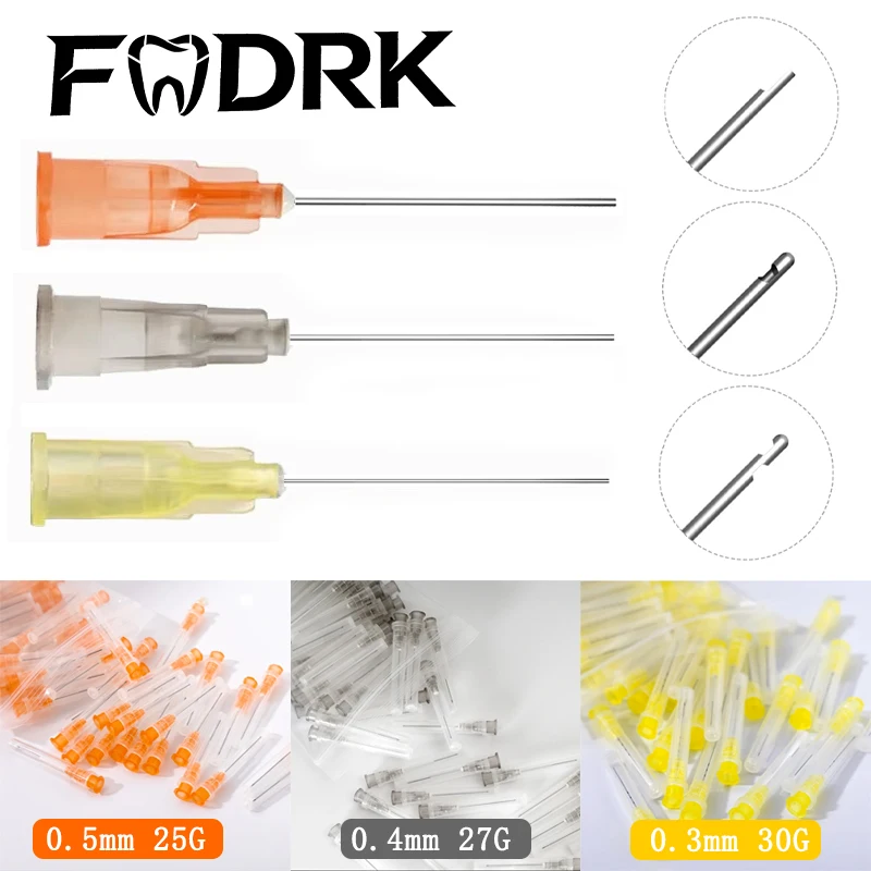 100Pcs/bag Irrigation Needle Tip 25G/27G/30G End-Closed Side Hole Endo Syringe Root Canal Washing Needle Tip Cleaning Tool