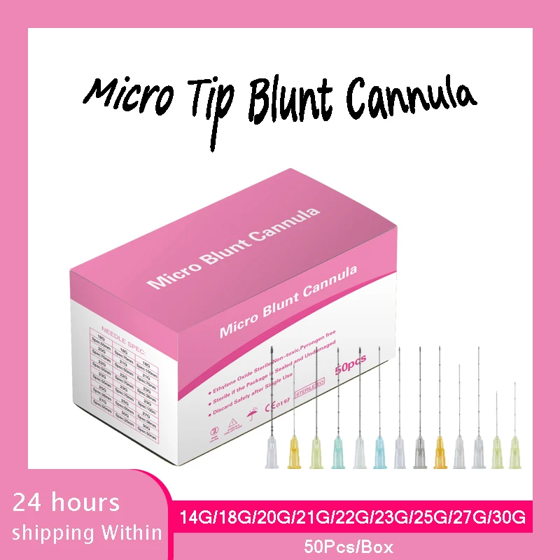 Korea Sterile Micro Tip Blunt Cannula 22g 23G 25G 27G 18G 30G 50mm 70mm High Toughnes Disposable Blunt Tip Cannula Needle