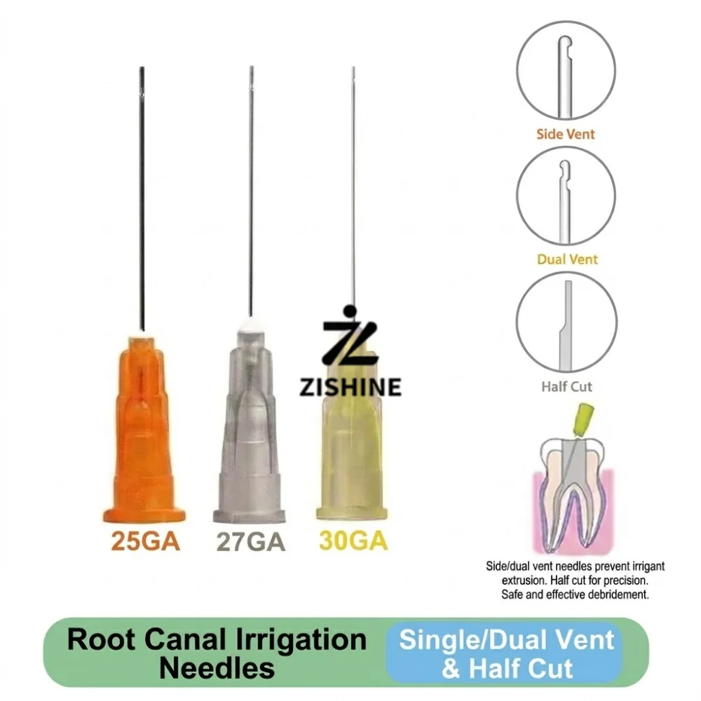 100Pcs Dental Root Canal Irrigation Needles 25/27/30G Endodontic Needle Tip Single Side Dual Vent Half Cut Syringe Tip Dentistry