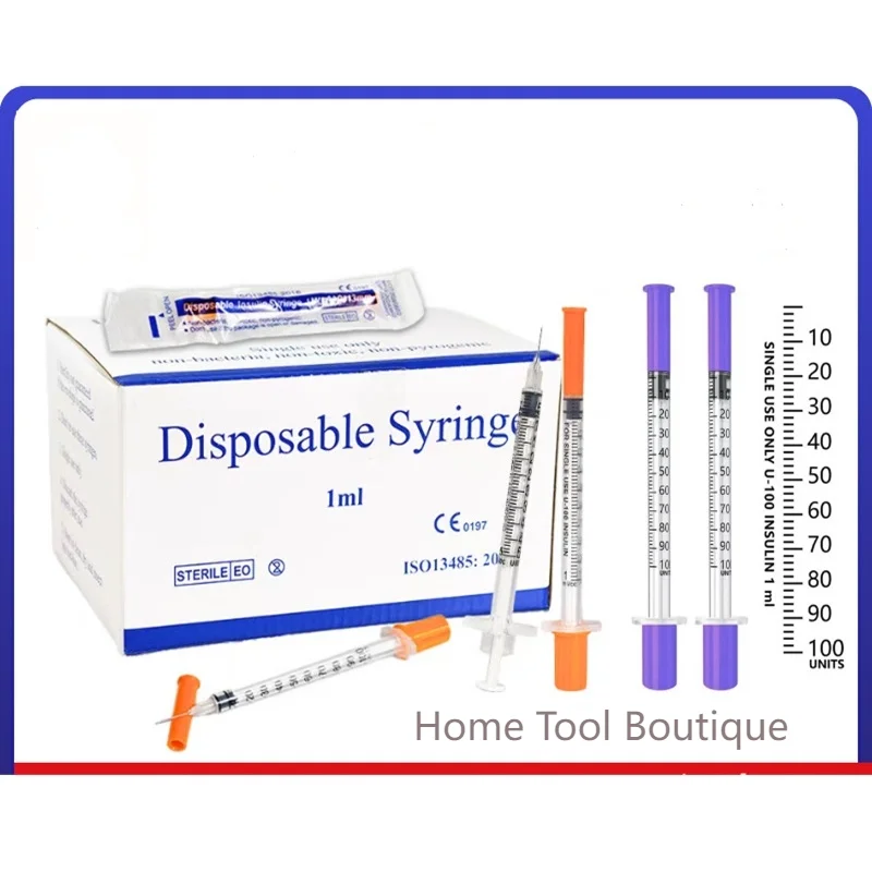 100pcs/lot 1ml 0.5ml 0.3ml 29G 30G 31G Disposable Plastic Veterinary Syringe With Needles Pet Animal Dog Cat Syringe