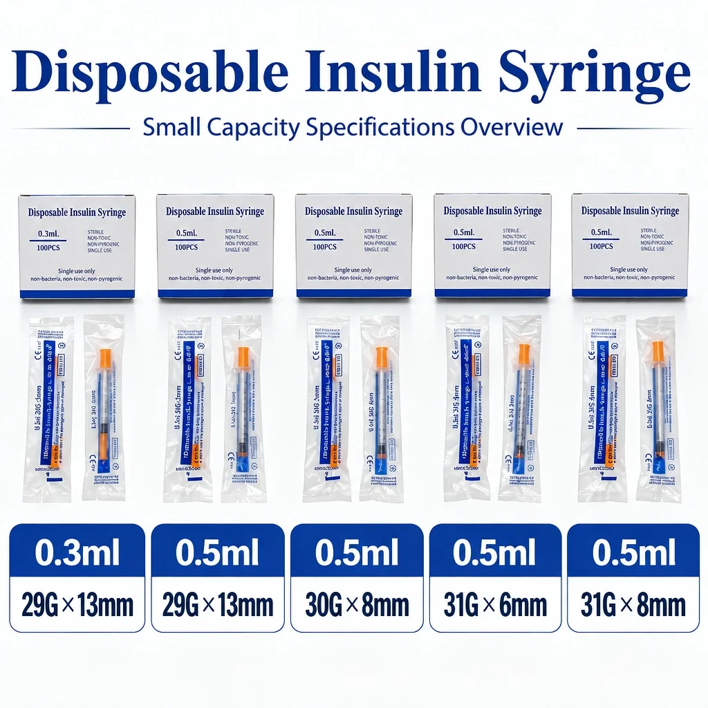 100pcs 0.3 0.5ml 29G 30G 31G Various Specs Small Capacity Disposable Sterile Insulin Syringe Pets Feeding Injection Veterinary