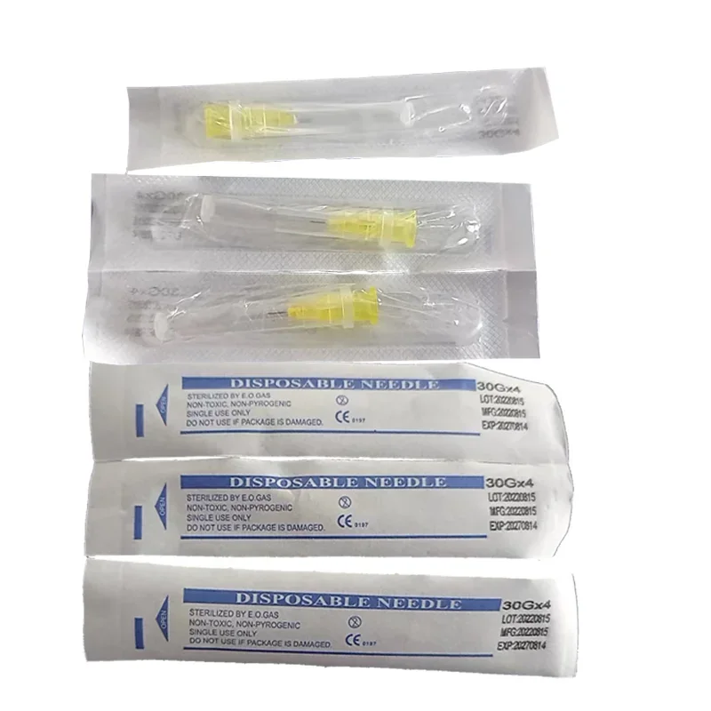 100PCS/Box 18g 30mm 25g/27g13mm 30G 4MM Tattoo Needle Transparent Syringe Injection Painless Needle Small Teeth Irrigator Part