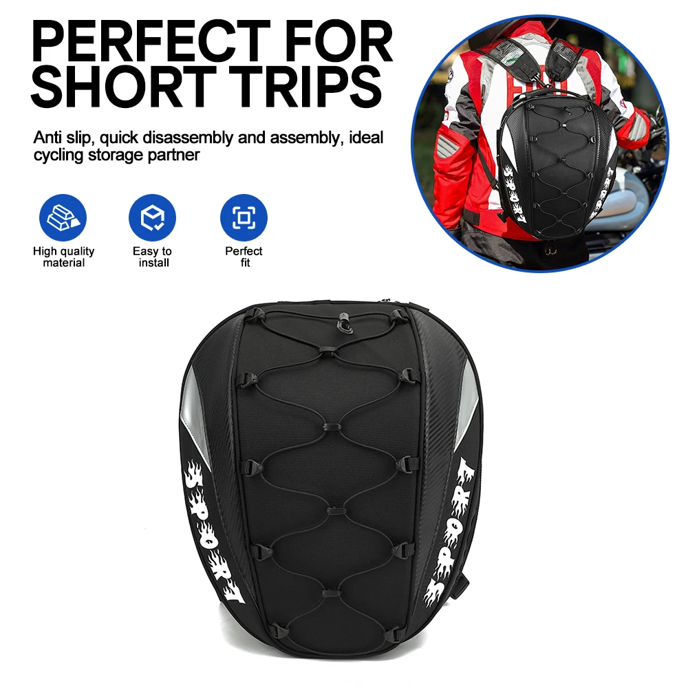 2-in-1 Unisex Waterproof Motorcycle Backpack Large Capacity Rear Seat Touring Luggage Cargo Bag Fits Full Face Helmet