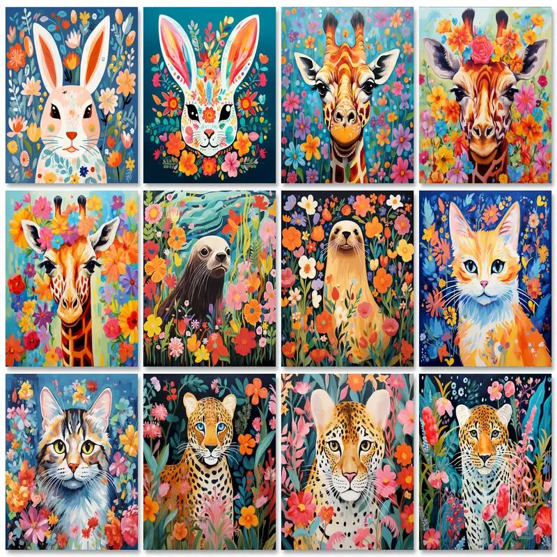 GATYZTORY Diy Frame Paint By Numbers Animal Kit On Canvas Coloring Oil Painting By Number Diy Gift Numbers Painting Wall Decor