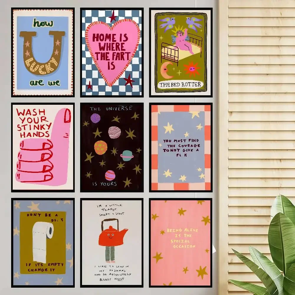 Colorful And Humorous Slogans Poster Self-adhesive Art Room Entrance Restaurant Wall Decor Art Painting