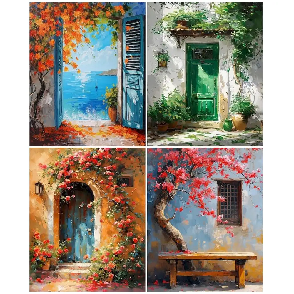 RUOPOTY Painting By Numbers Handiwork Art Decorative Paintings Door Scenery Classic Living Room Decoration DIY Color by Number