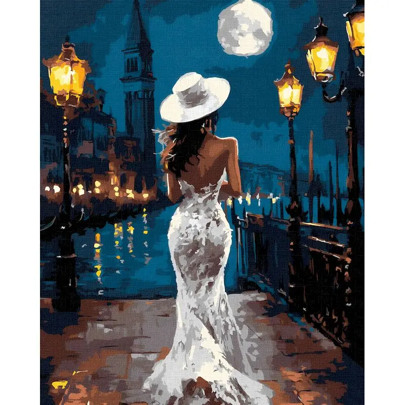 RUOPOTY Paint By Numbers Unframe Diy Idea Night Street Scene Classic On canvas Digital Oil Number Painting Kits Color By Numbers