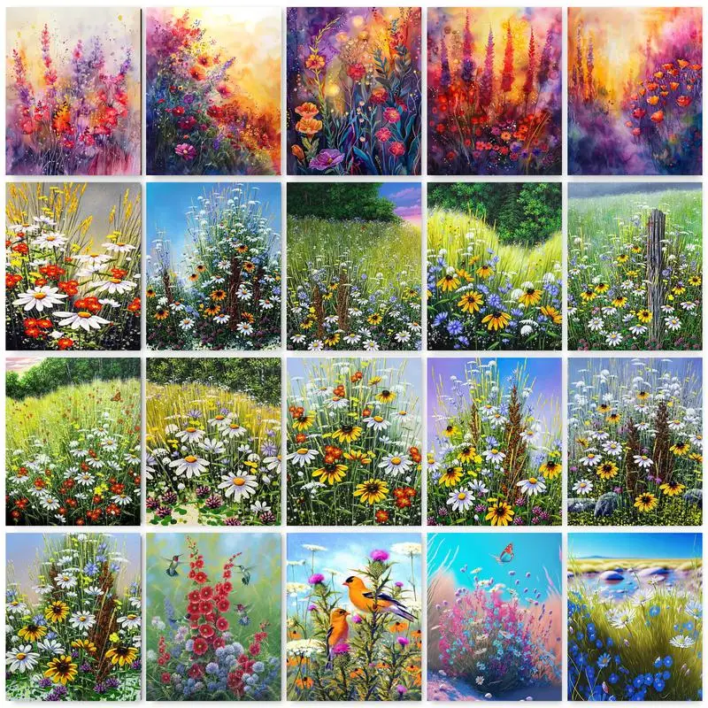 GATYZTORY Oil Scenery Painting By Numbers Flower Sea Paint Kit Coloring By Numbers Canvas Painting For Adult Personalized Gift