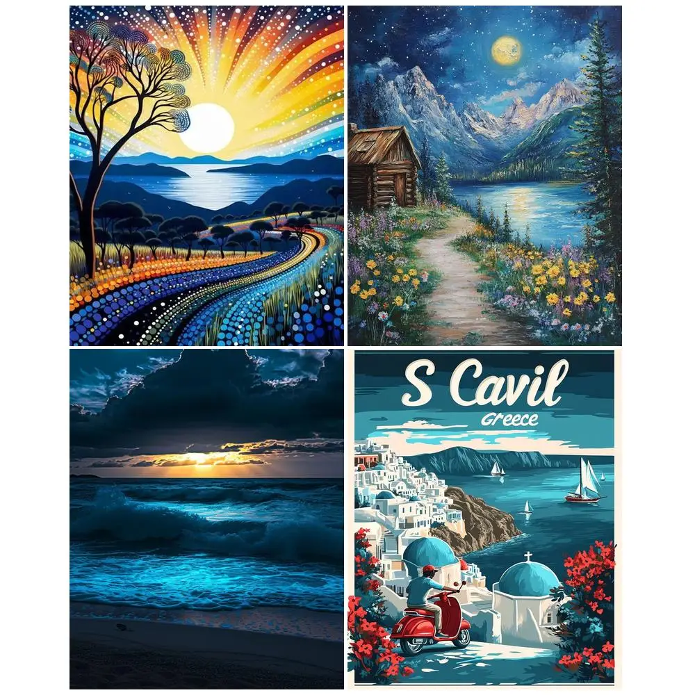 GATYZTORY Paint By Numbers Adult Coloring For Drawing Set Classic Landscape Seascape Wall Accessories Artwork Drawing By Numbers