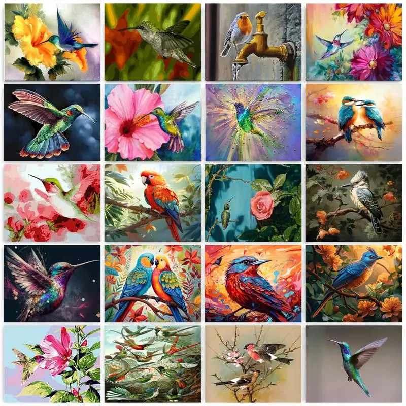 GATYZTORY 60×75cm Acrylic Paint By Numbers For Adults Colorful Birds Animals Picture By Numbers Wall Artwork For Home Decors