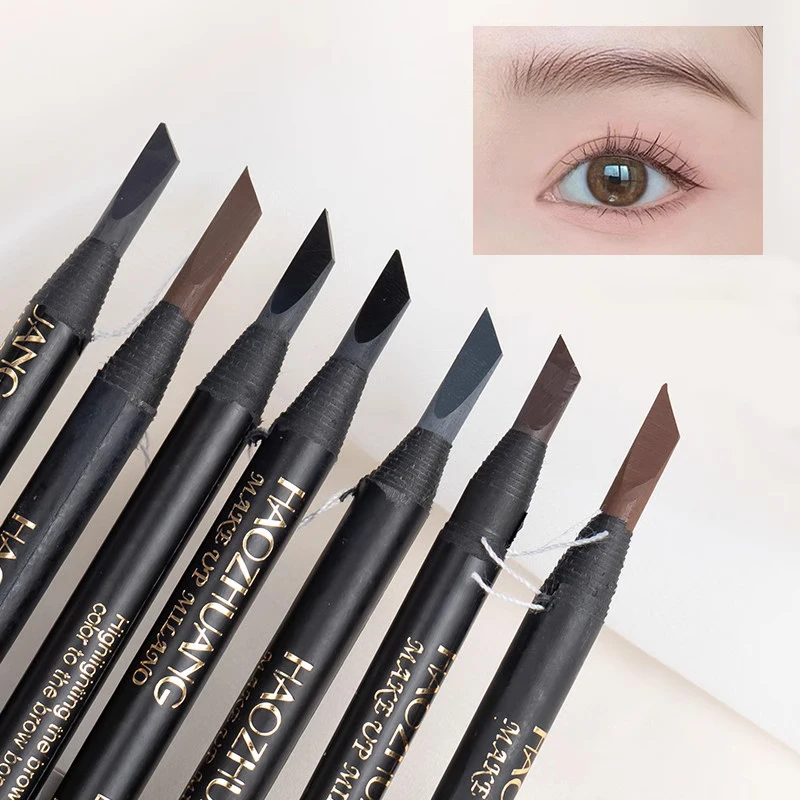 1PCS Genuine Haozhuang White Waterproof Eyebrow Pencil Brown Eyebrow Pen Natural Long-Lasting Tattoo Microblading Brush Makeup