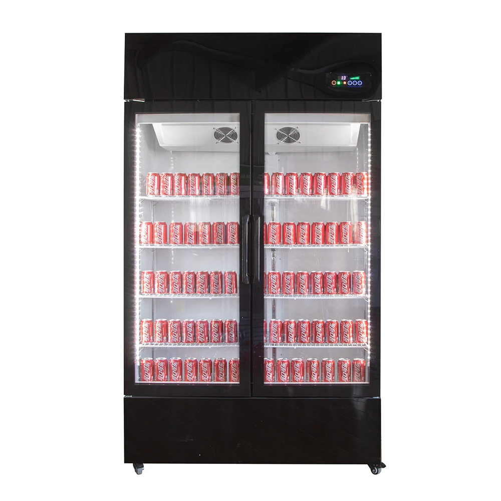 Beverage Bar Fridge Kitchen Wine Fridge 2 Glass Door Wine Beer Cooler Refrigerator