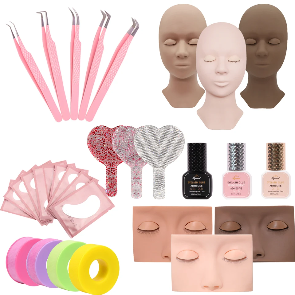 Factory Vendor Mannequin Head False Eyelash Extension Kit Set for Beginner Brushes Clearn Remover Eye Lash Accessories Supplies