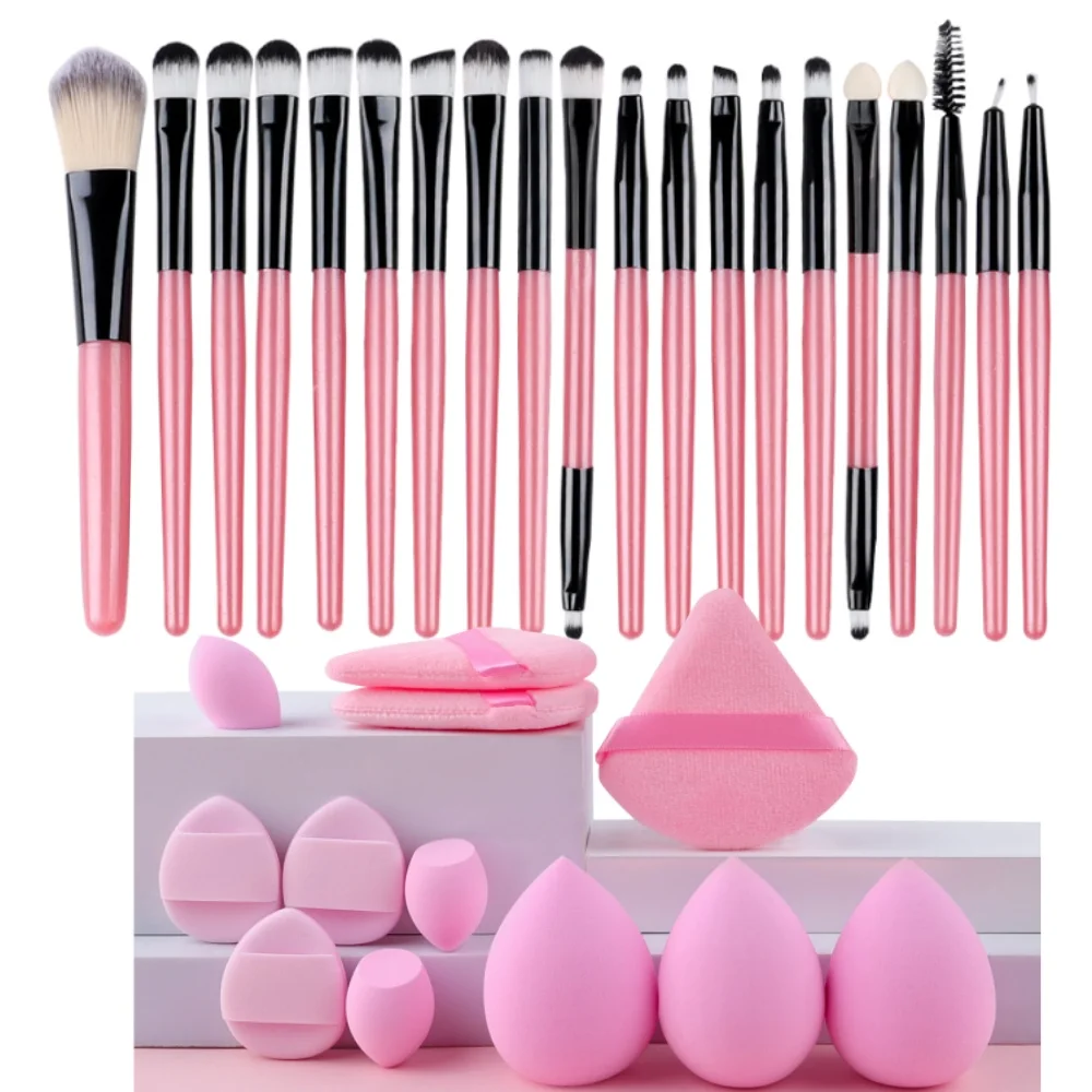 12/32pcs Makeup Brush and Sponge Set Professional Makeup Brush Set Beauty Blender Triangle Powder Puff Clean Powder Puff