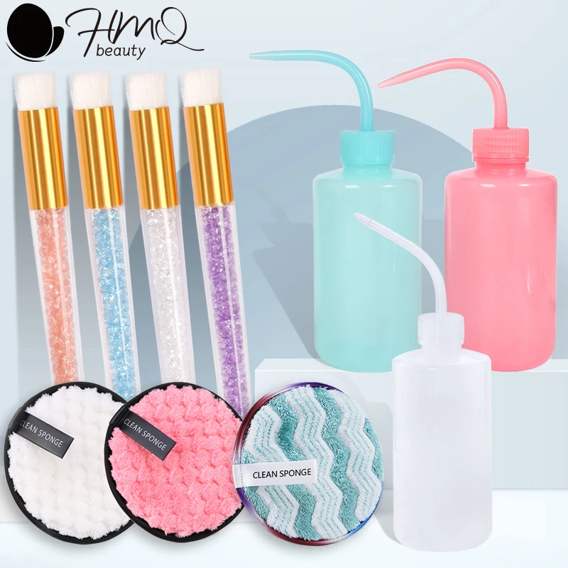 Eyelash Cleaning Set Lash Shampoo Brush Soap Foam Washing Bottle Face Cleansing Puff Kit Eyelash Extension Supplies Makeup Tools