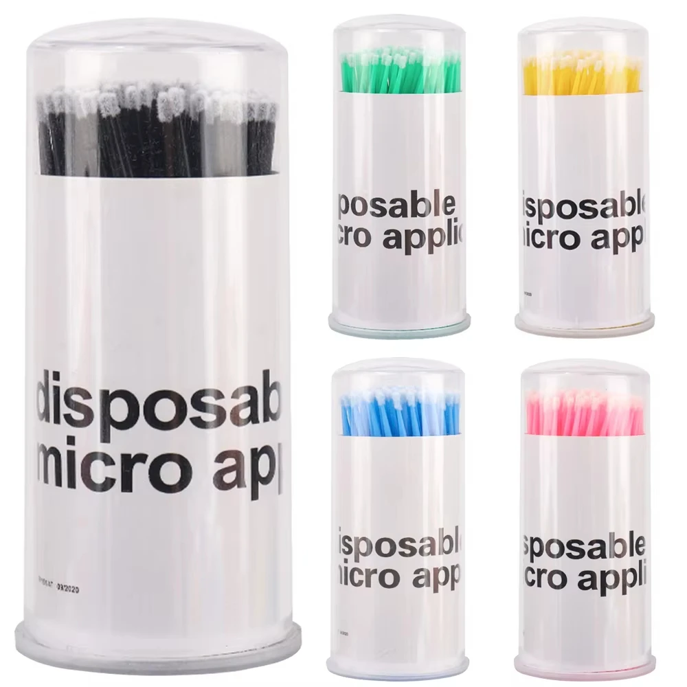 100pcs Canned MicroBrush Micro Cotton Swabs Applicators Bendable Brushes Eyelash Extensions Tool Cleaning Makeup Accessories ﻿