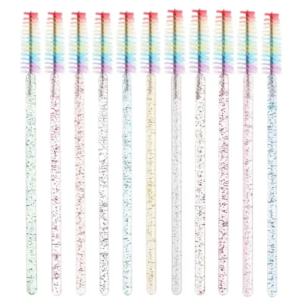 50Pcs Crystal Eyelash Brush Microbrush Cosmetics Tool Lash Makeup Brushes Rainbow Color Eyelashes Extension Spoolie
