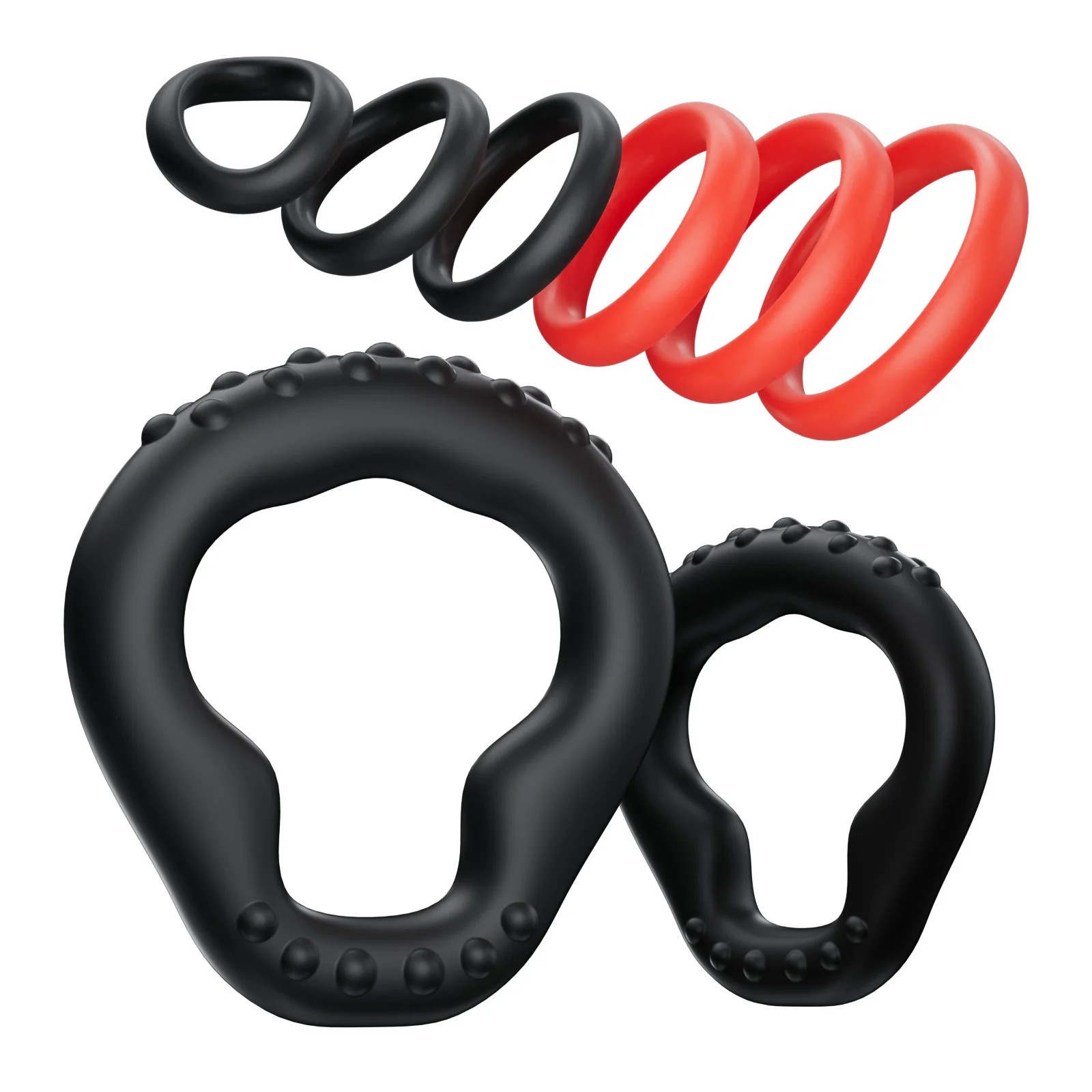 KUSHOR 8 PCS Silicone Penis Ring Set Cock Rings 6 Pressure Points Delay Ejaculation Soft Cockring Adult Sex Toys for Men Couples