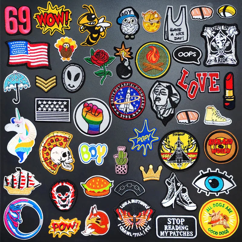 Alien Shoe DIY Iron on Patch for Clothing Embroidered Sewing Applique Woven Badge POW WOW LOVE OOPS