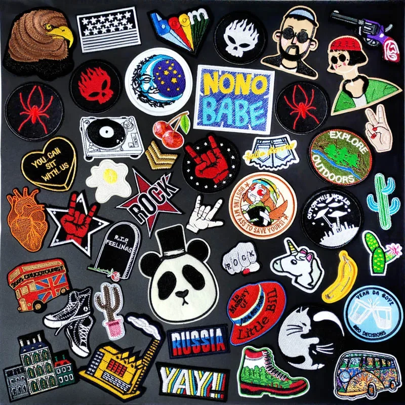 Rock Boom Bus Badges Clothe Embroidery Patch Applique Ironing Clothing Sewing Supplies Decorative Patches For Clothing