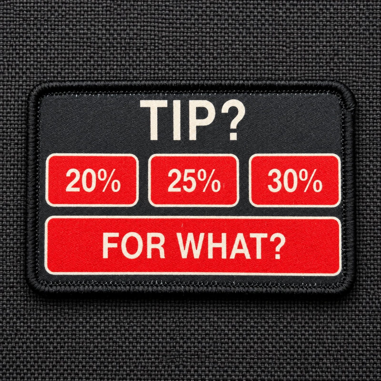 1PC Funny Tip For What Printed Meme Patch 20 25 30 Percent Humor Emblem Hook And Loop Fastener for Backpack Jacket Clothes