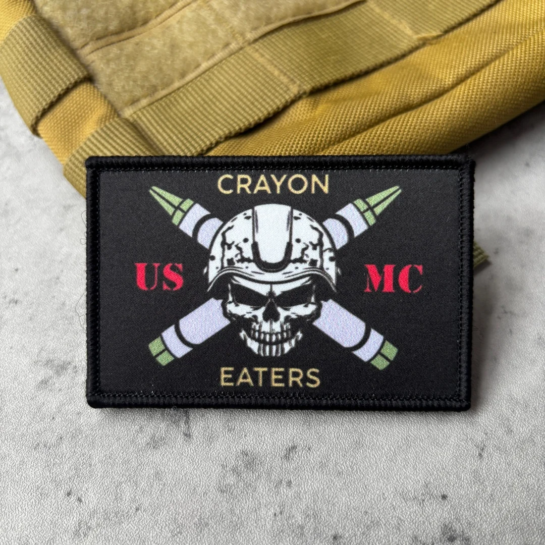 Crayon Eaters Patch Funny Military Meme Tactical Morale Printed Badge Hook and Loop for Backpack Jacket Vest Gear