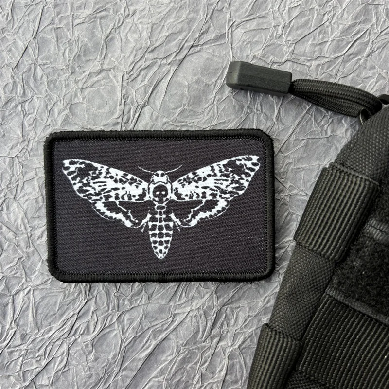 Death's Head Moth Goth Tactical Morale Badge Patch on Clothes Print Armband Hook Loop Patches Backpack Accessories Stickers