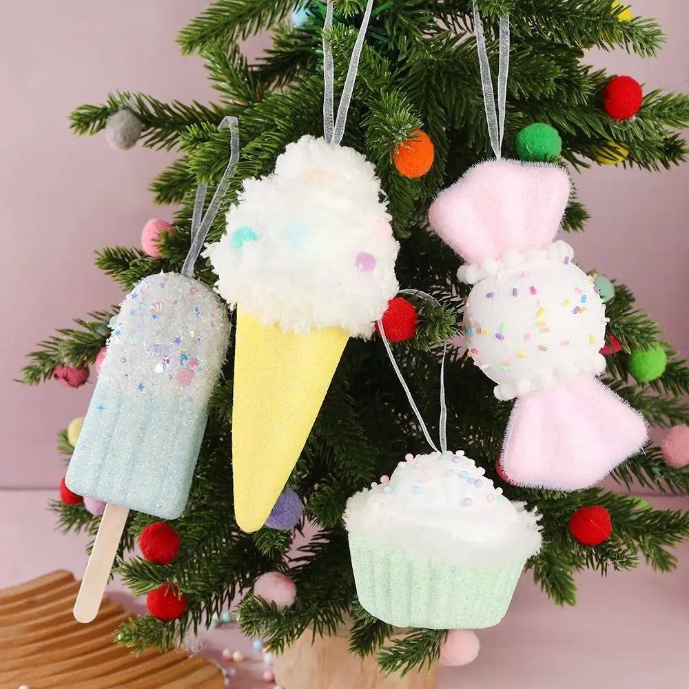 3/6pcs Ice Cream Model Christmas Tree Pendant Lovely Cute Xmas Hanging Ornament Dessert Prop Simulated Cake Popsicle Pendant