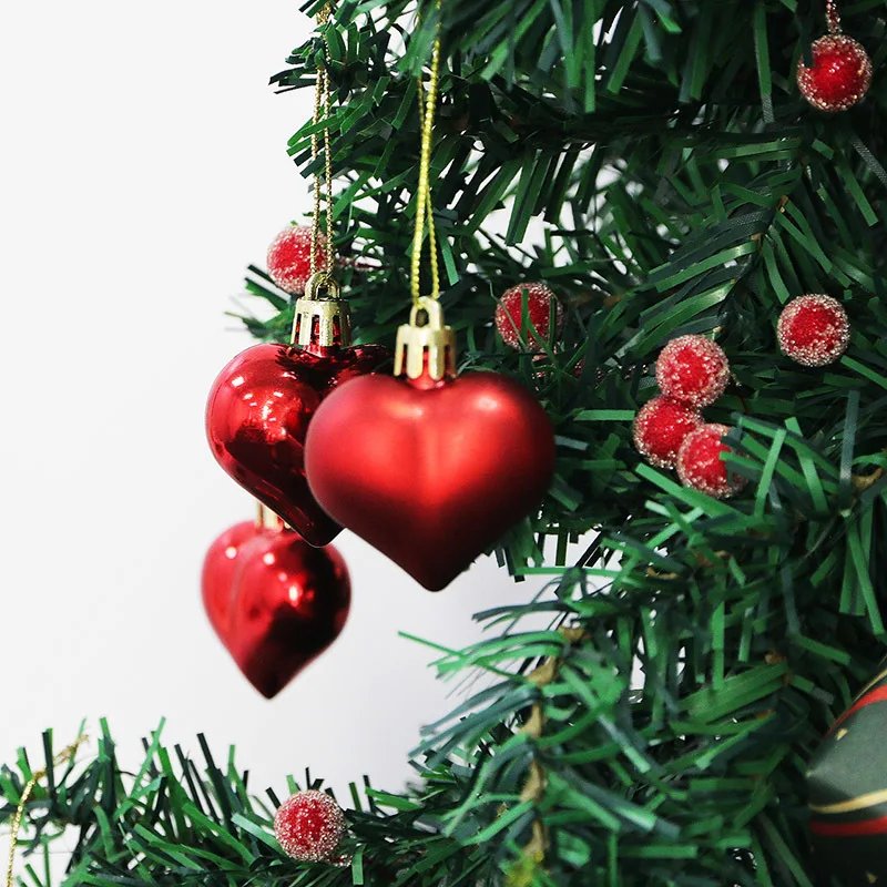 (12pcs/pack)5cm Christmas Pendant Electroplated Heart Xmas Tree Ball Pendant Plastic Matte Mix Decoration Accessories Party