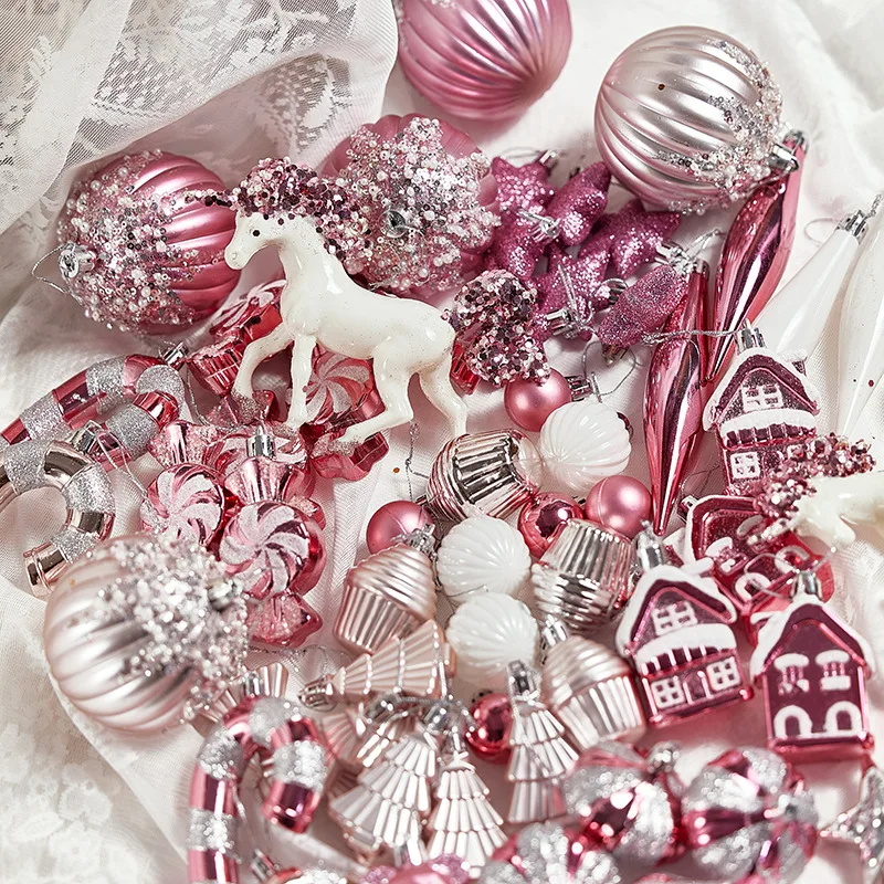 Pink Christmas Balls Shaped Balls Painted Christmas Balls Hanging Balls Hanging Decoration Christmas Tree Decorations Hanging