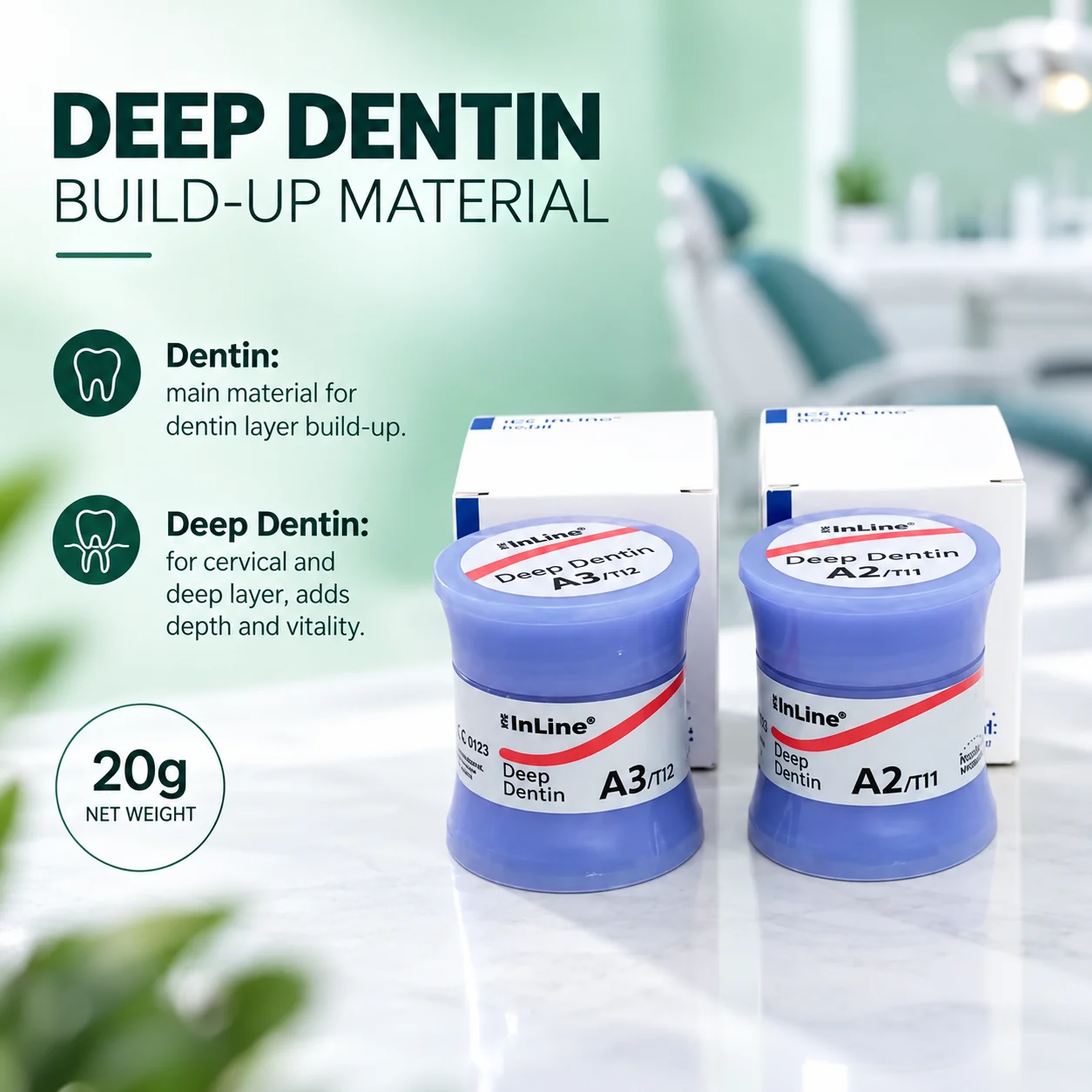Dental Metal Ceramic Powder Ivoclar IPS InLine 20g Dentin Deep Dentin Transpa Incisal Leucite Crown Veneering Supplies