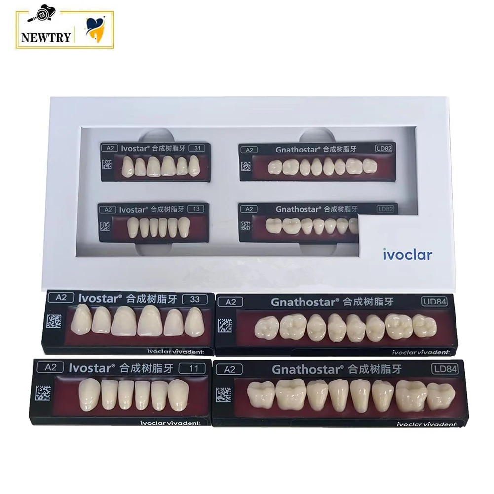 Ivoclar Acrylic Resin Denture Full Mouth False Teeth Set Upper Anterior Lower Posterior A2 Shade SR Saclar Composite Resin Teeth