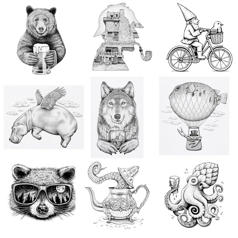 New DIY Clear Stamps Card Scrapbooking Animals Art Raccoon Cock Christmas Santa Claus Natural Account Craft Not Rubber Stamps
