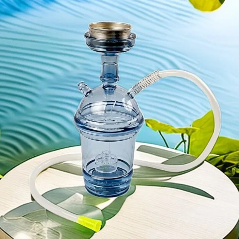 LED Acrylic Water Pipe Hookah Set - Portable  for Car/Travel, Full Kit with Tobacco Bowl & Case (Herb/Tobacco Use, Leak-Proof)