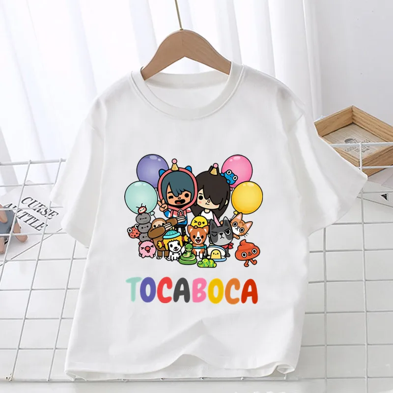Hot Game Toca Life World Print Funny Kids T shirt Girls Summer Tops Baby Boys Clothes Cartoon Cute Children Short Sleeve T-shirt