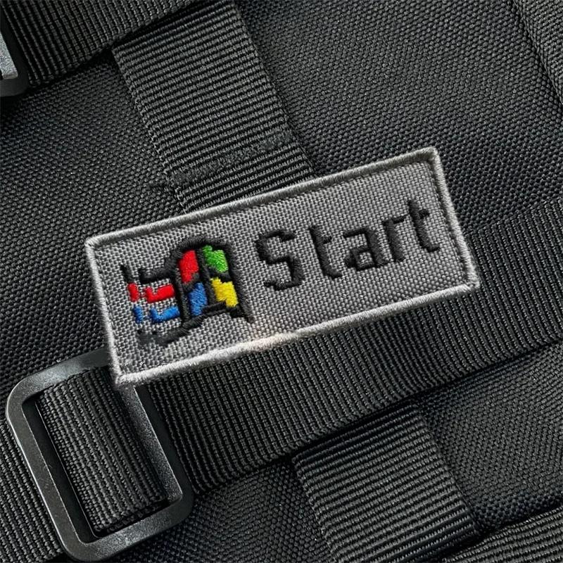 Nostalgic Computer Start Supplement Tactical Morale Badge Embroidery Hook and Loop Backpack Clothing Decorative Sticker Armband