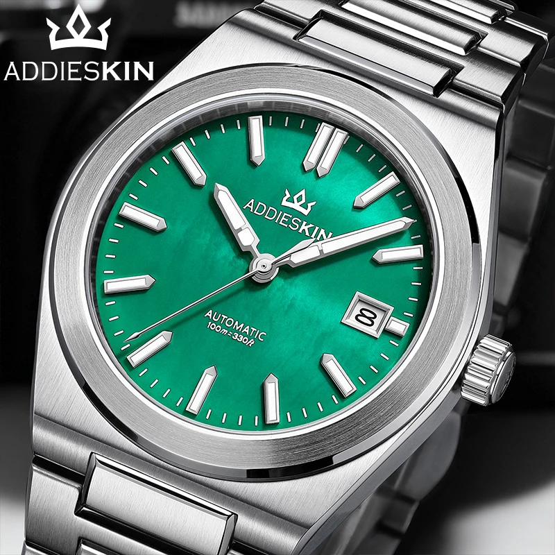 AddiesKin K008 Men's Automatic Mechanical Watch Miyota 9015 Movement Natural MOP Dial Sapphire Crystal 39mm 316L Stainless Steel