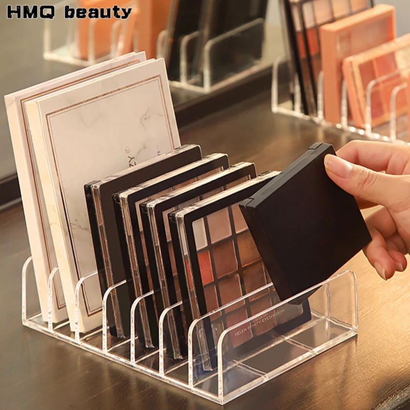 Acrylic Eyeshadow Palette Makeup Organizer 7-Section Make Up Palette Organizer Cosmetics Display Holder Countertop Storage Box