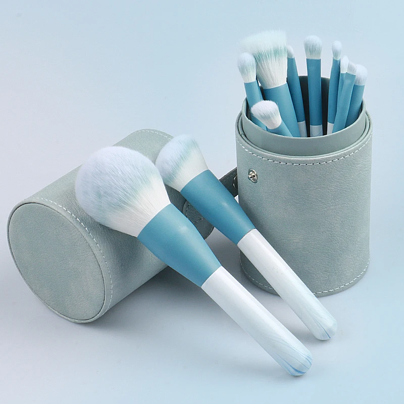Makeup Brushes Organizer Cosmetic Cup Cylinder Storage Bag Large Capacity Travel Make up Brush Case Holder PU Leather