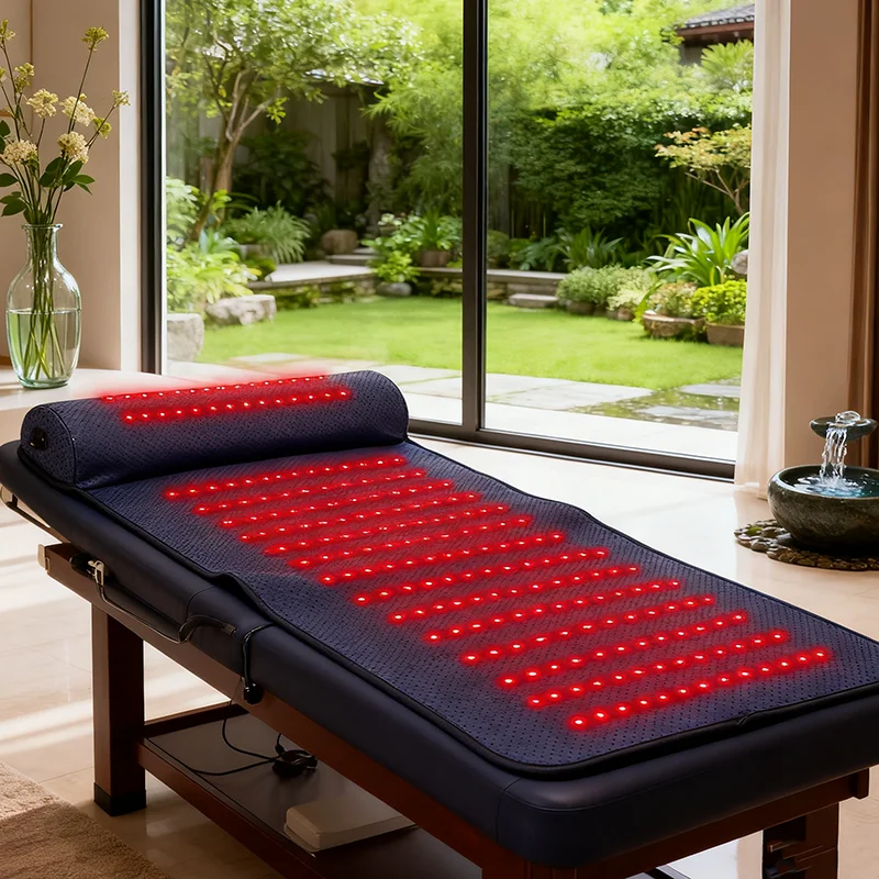 Red Light Therapy Mat with Far Infrared Heat 3D Neck Support Professional Pain Relief Massage Mat for Home Spa Use Muscle Relax