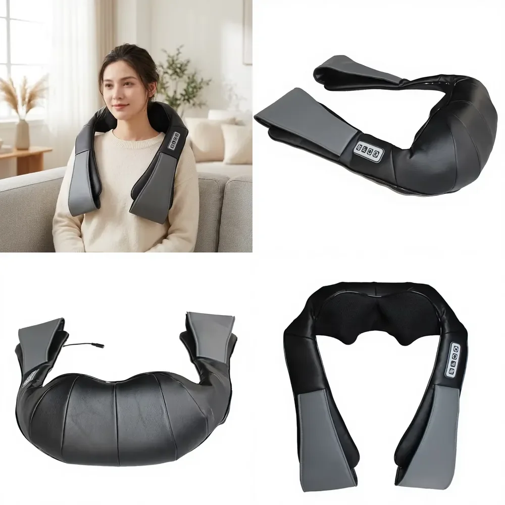 【CHIMU HOME】 Electric Neck Massager Shiatsu Neck Shoulder Massager for Car Neck Back Body Massager with Heating