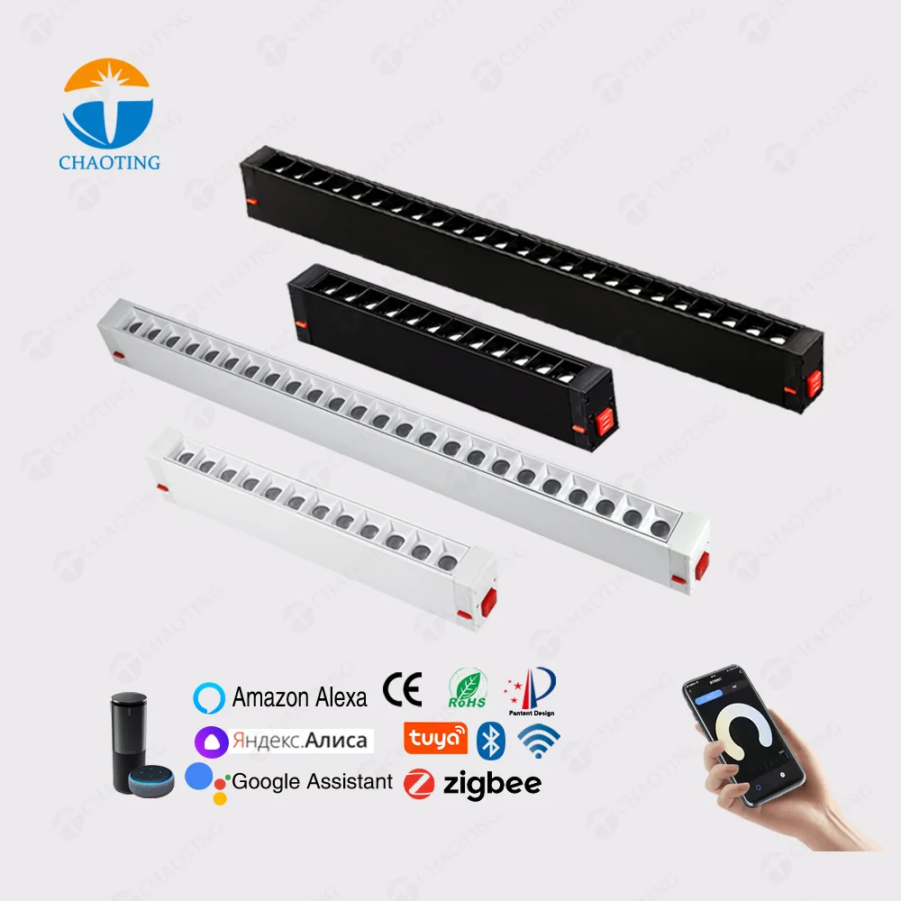 25Mm Smart Dimmable Led Track Lights Indoor Ceil Recessed Magnetic Rail System 9W 18W Linear Grille Spot Light For Home Lighting