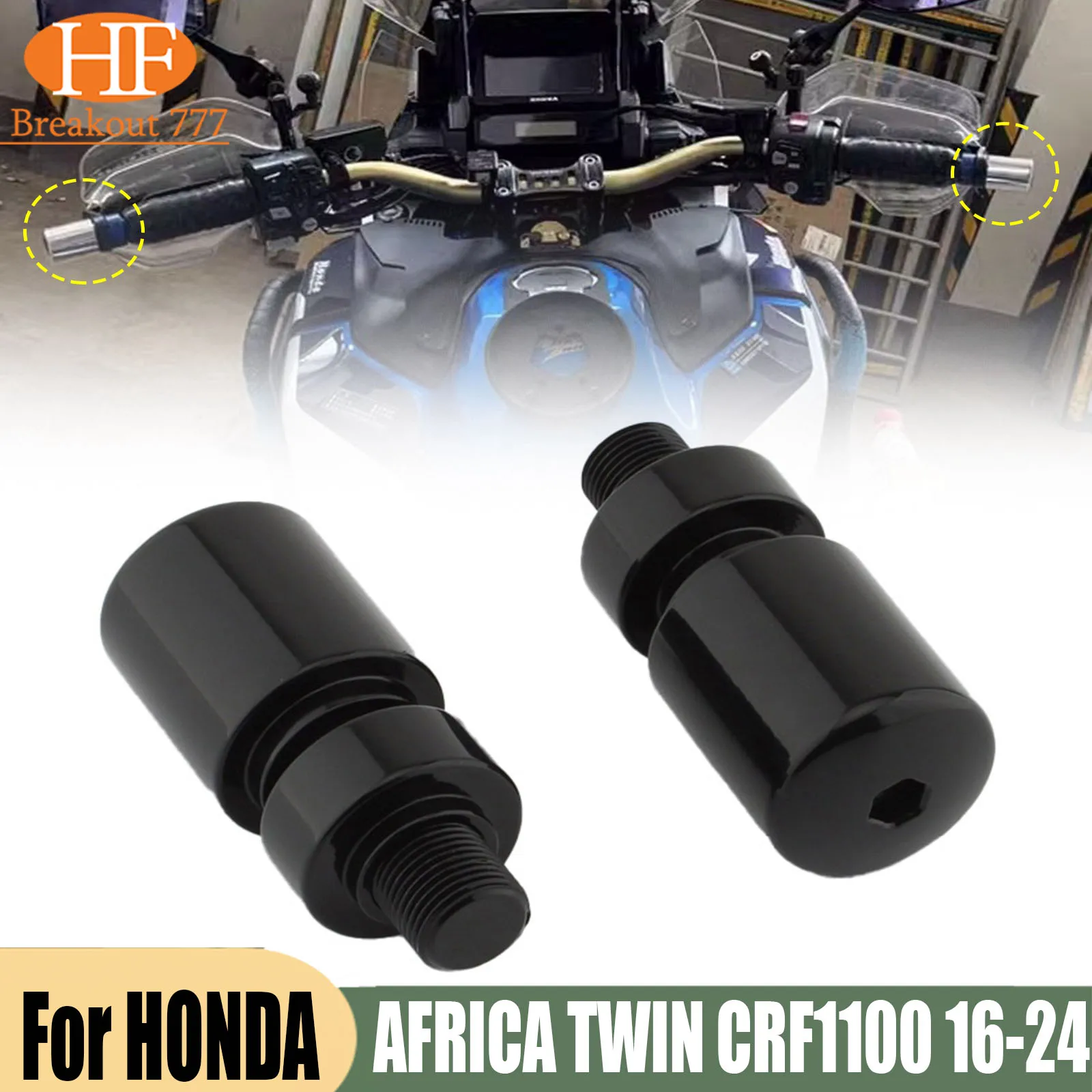 1 Set Handlebars Plug End Cap Grip Bar For HONDA AFRICA TWIN CRF1100 16-24 2020 Black