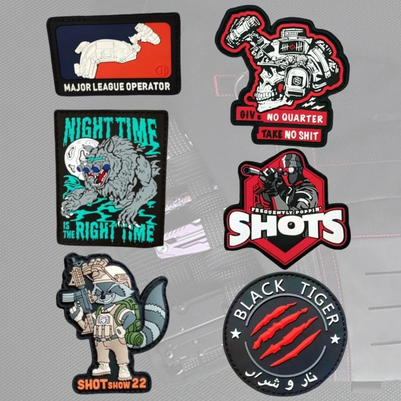 Helmet Skull Soldier Hook and Loop Patch PVC Night Vision Backpack Emblems Patch Military Shots Shooting Tactical Morality Badge