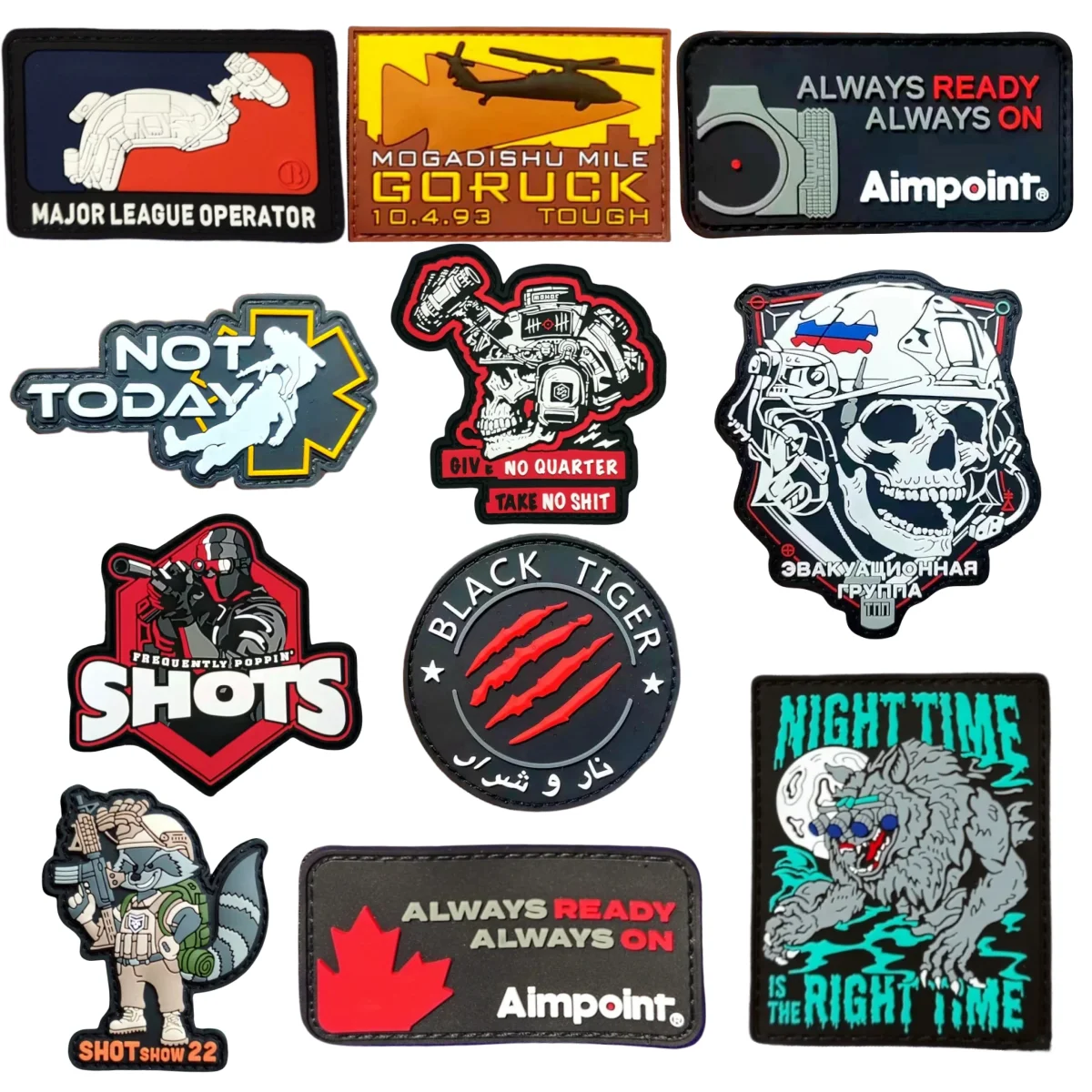3D PVC Night Vision Skull Hook&Loop Patch Helmet Badge Shots Shooting Red Dot Sight Military Patches Tactical Backpack Armband