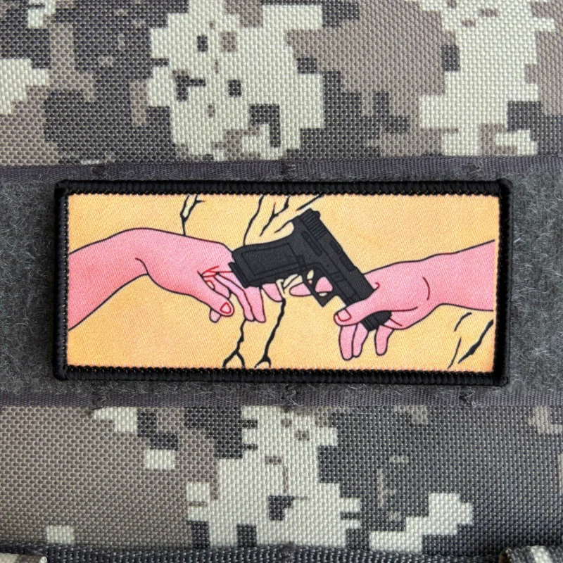Genesis Tactical Patch Gun God and Adam Morale Badge Printing Hook and Loop Fun Helmet Appliques Military Backpack Sticker