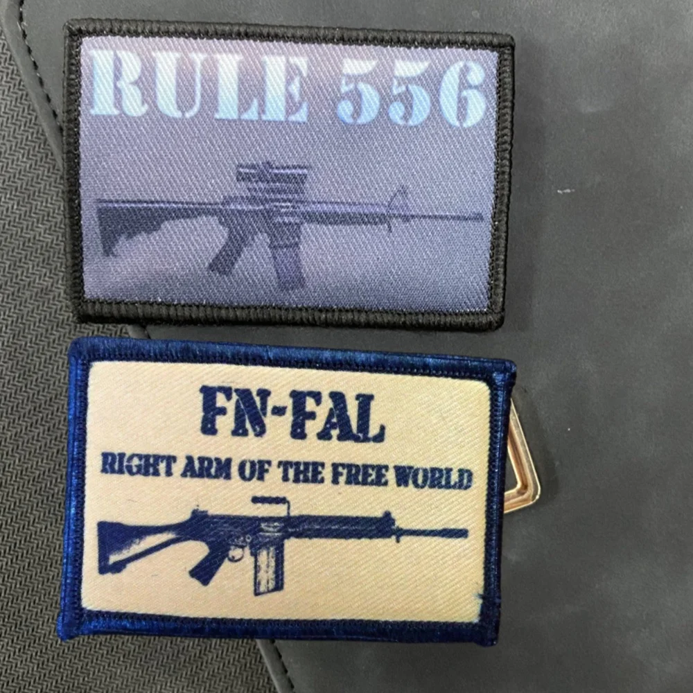 Rule 556 AR 15 Morale Emblem Patch Hook Tactical Military USA Badge FN-FAL RIGHT ARM OF THE FREE WORLD Backpack Helmet Sticker