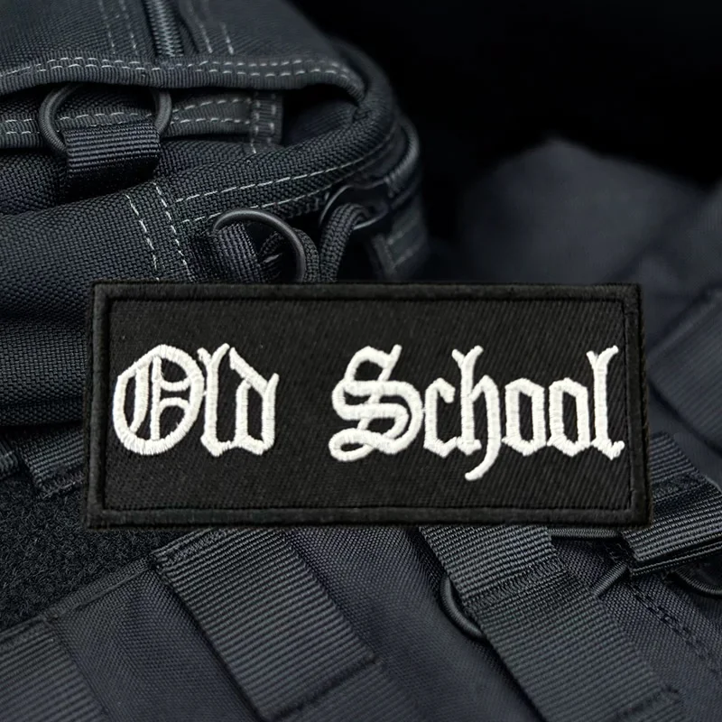 OLD SCHOOL Embroidered Patch Tactical Vest/Strap Badge Hook & Loop Patch for Backpacks Helmets Jacket Etc